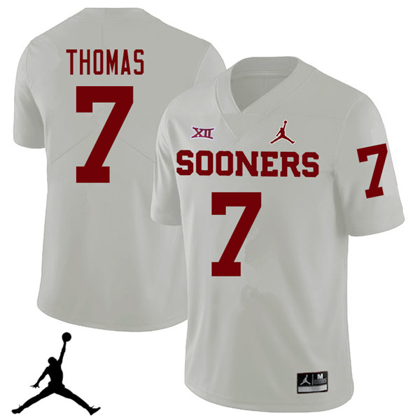 Oklahoma Sooners #7 Jordan Thomas 2018 College Football Jerseys Sale-White